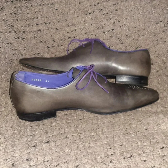 FINSBURY-Monza-Blake Welted-Gray Leather/Purple Details-Sz 8.5 UK/9 US-Excellent - Picture 5 of 8